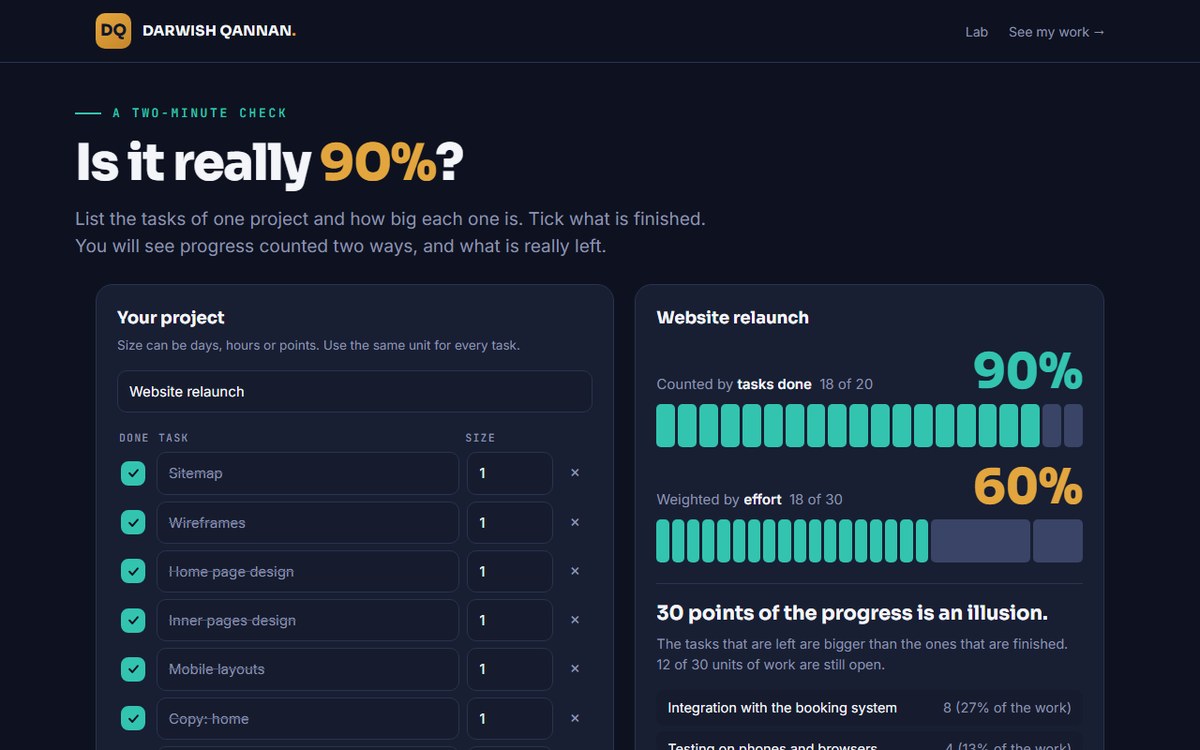 Is it really 90%? progress check tool